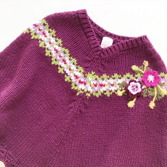 Old Navy purple floral  knit poncho VGUC 4T - Picture 2 of 2